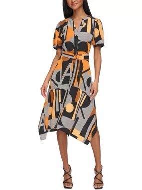 Karl Lagerfeld Asymmetrical Geometric Midi Dress